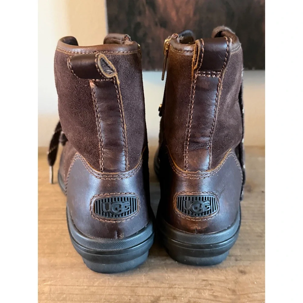 UGG Adirondack III Hiker Boots Dark Brown Leather Suede Winter 1130‎ USA 7
